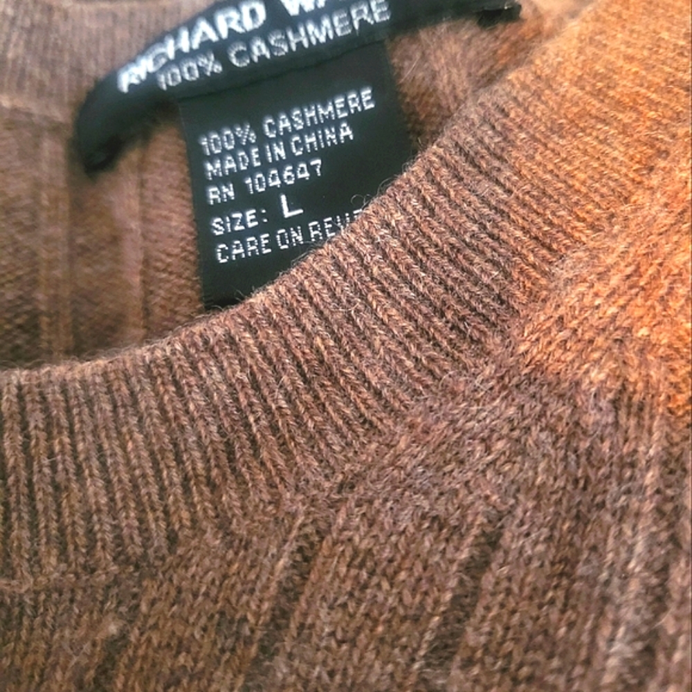 Richard Waithe 100% Cashmere Brown  Men's Sweater Large